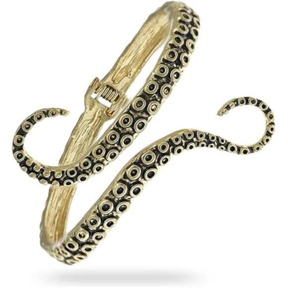Octopus Tentacle Animal Sea Ocean Hinged Open Bracelet Bangle Arm Cuff - Picture 8 of 8